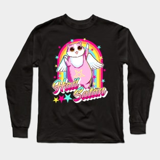 Cute Hail Satan Cat Rainbow Kitty Heavy Metal Long Sleeve T-Shirt